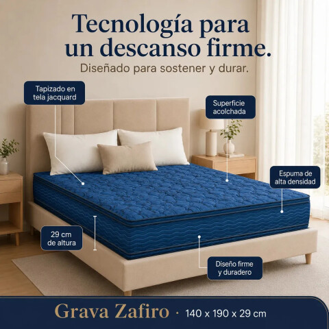 Colchón Grava Zafiro 2 Plazas Mixto con Pillow Colchón Grava Zafiro 2 Plazas Mixto con Pillow