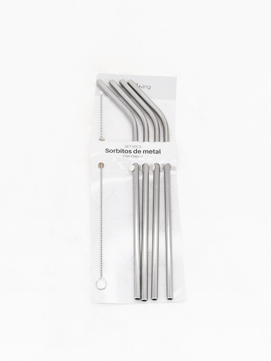 SORBITOS DE METAL CON CEPILLO 5PCS - PLATEADO 