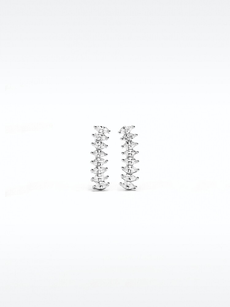 Pendientes De Hojas Con Circonitas - Plata De Ley 925 plateado