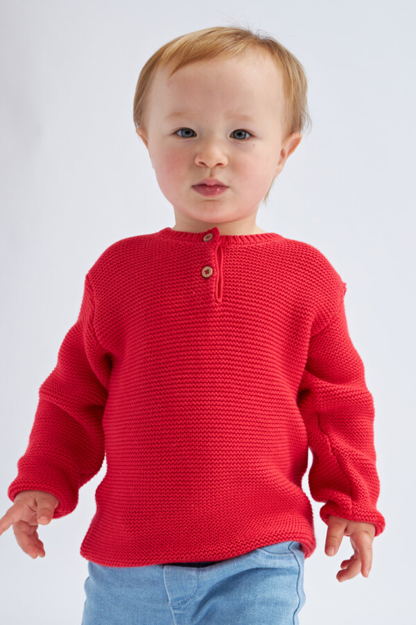 Sweater de punto con botones Rojo