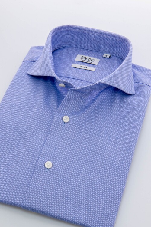 Camisa Annoni Hudson Collar Slim-Fit Celeste