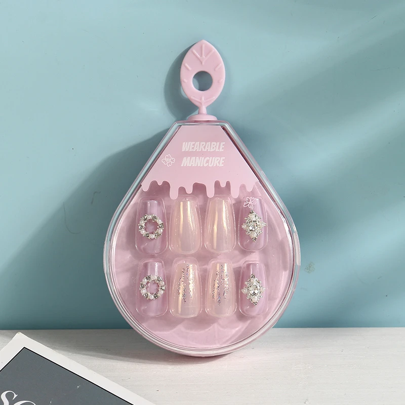 Uñas Postizas Sólidas 3d - 30 Unidades - Lila Y Brillitos Uñas Postizas Sólidas 3d - 30 Unidades - Lila Y Brillitos