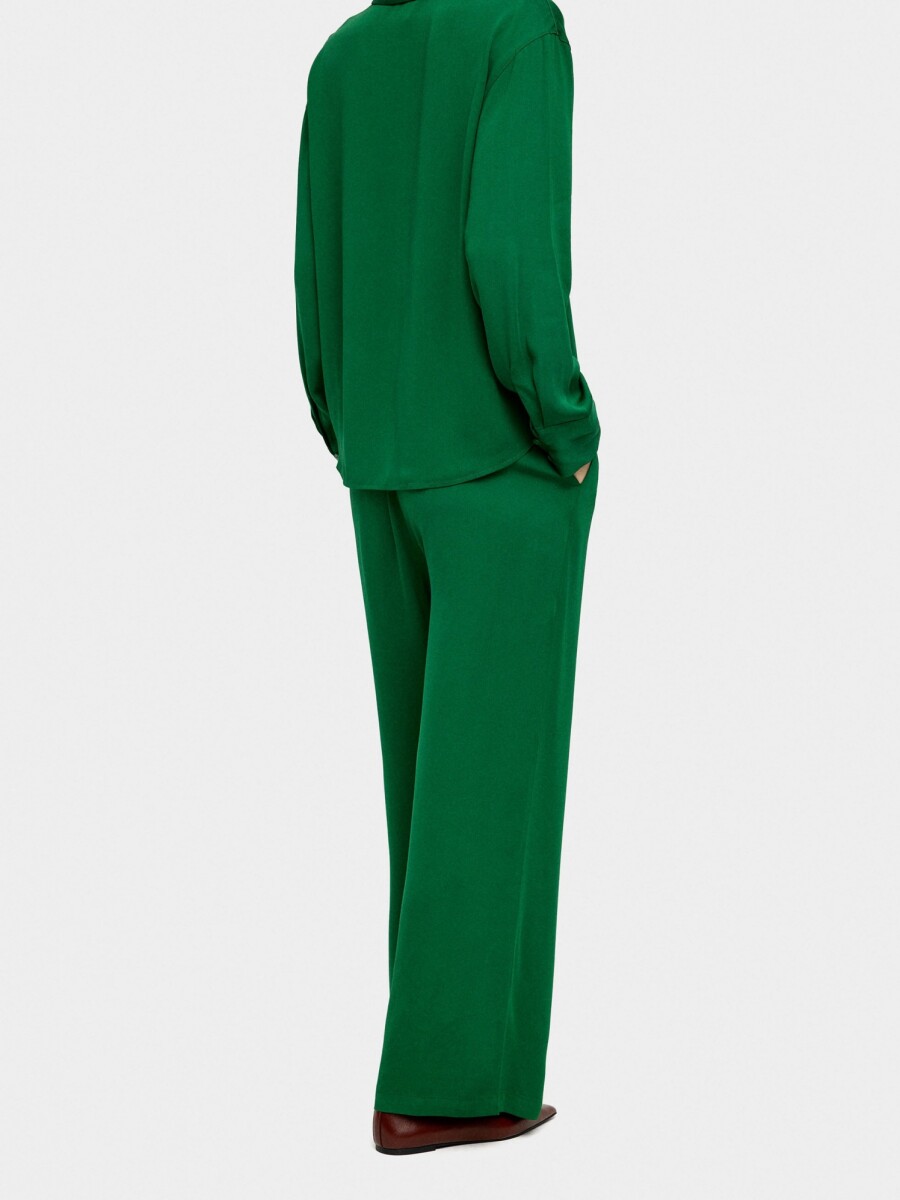 Pantalón Fluido Con Cintura Elástica verde