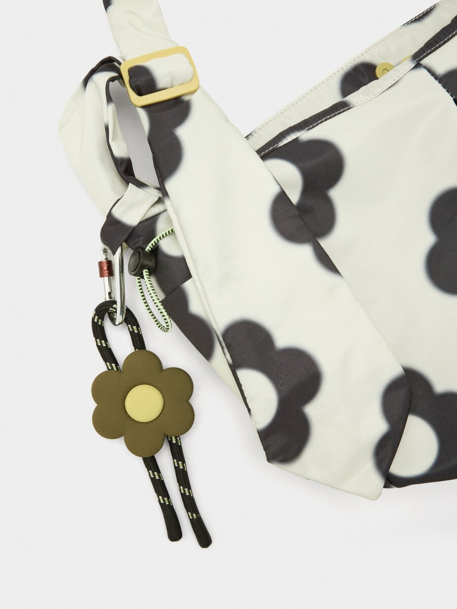 Bolso De Hombro De Nylon Estampado Floral M crudo