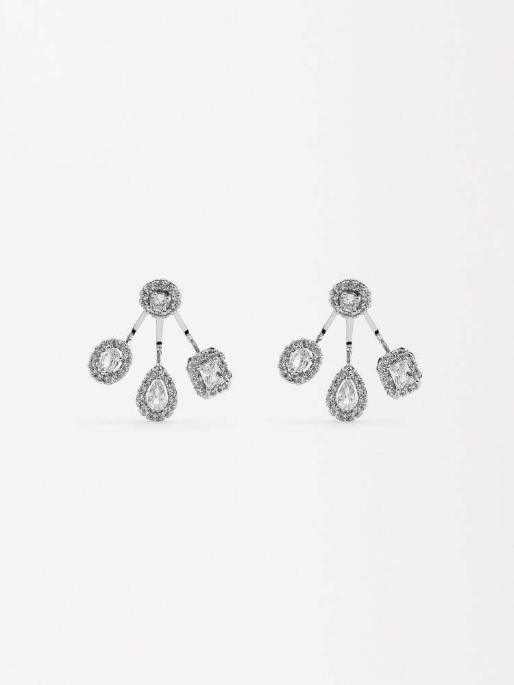 Pendientes Con Zirconias plateado