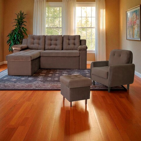 Sofá Abba Ravena TCH Puff Polt Sofá Abba Ravena TCH Puff Polt