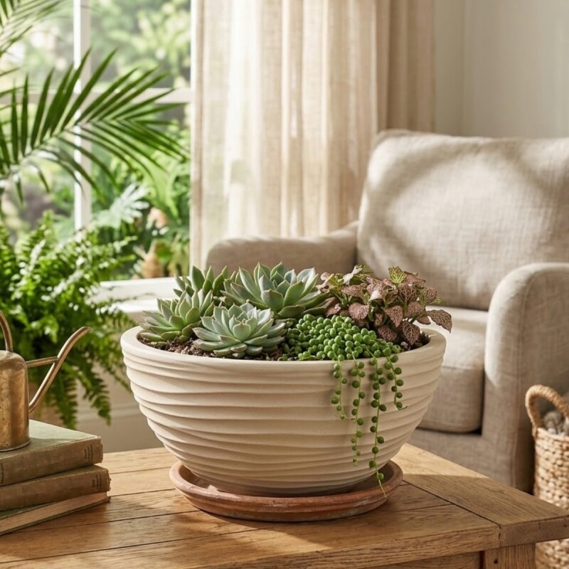 MACETERO PLAST BEIGE Unica