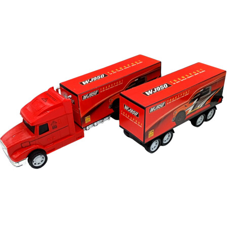Camión A Fricción Doble Tráiler + 6 Cuatri Autitos Jug020025