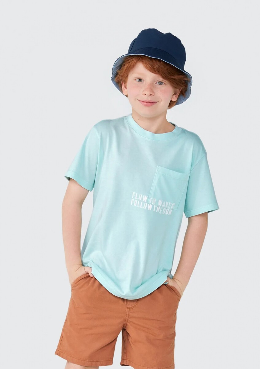 CAMISETA INFANTIL CON ESTAMPA - CELESTE 