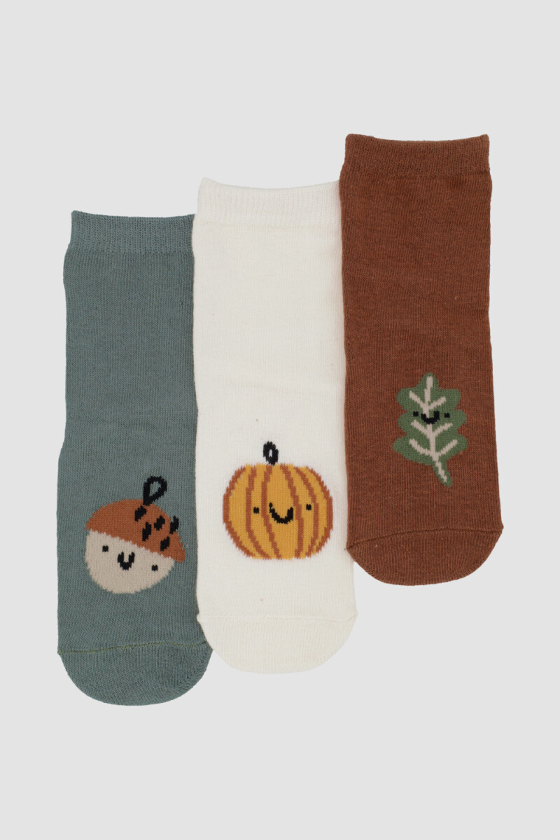 Pack de 3 medias medias en mezcla de algodón con diseños div Variante 27