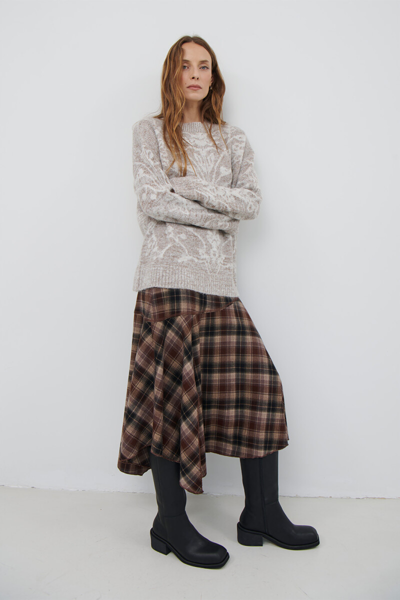 FALDA CUADROS MARRON