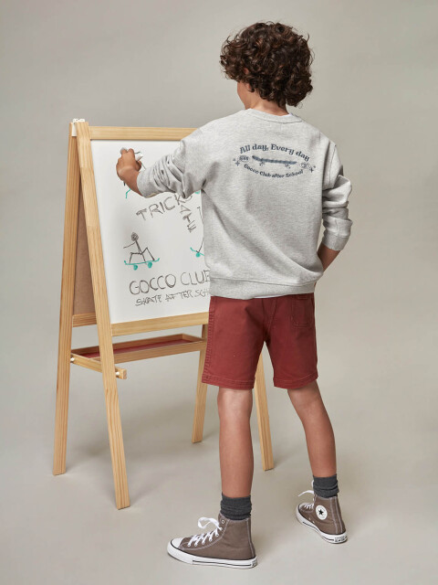 Sudadera Bordado Skate Gris Medio Melange