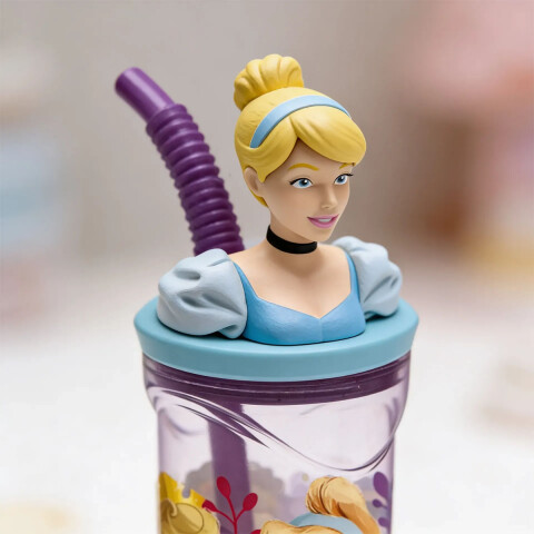 Vaso Alto con Forma 3D Princesas 18 cm 360ml 3 PRINCESAS