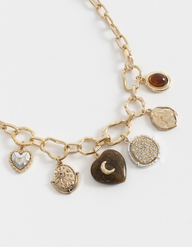 Collares Cortos Corazón Collar Corto Con Corazón - Dorado