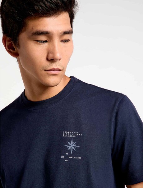 CAMISETA MANGA CORTA CON ESTAMPA AZUL