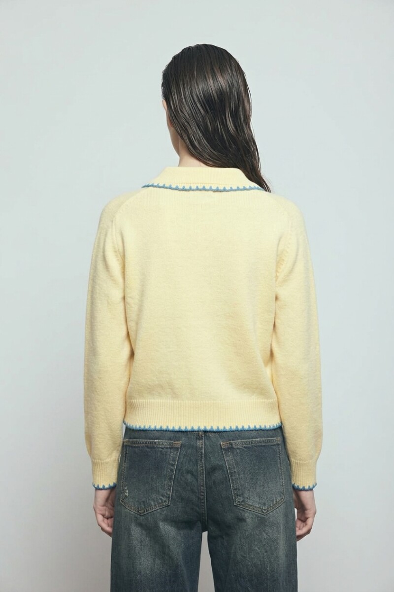 Cardigan con detalle de pespuntes crudo