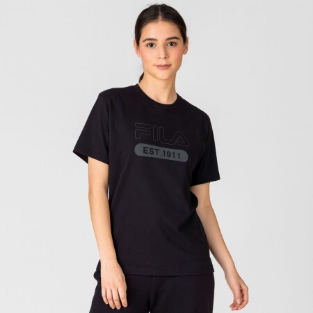 REMERA DE MUJUER LETTER OUTLINE FILA NEGRO