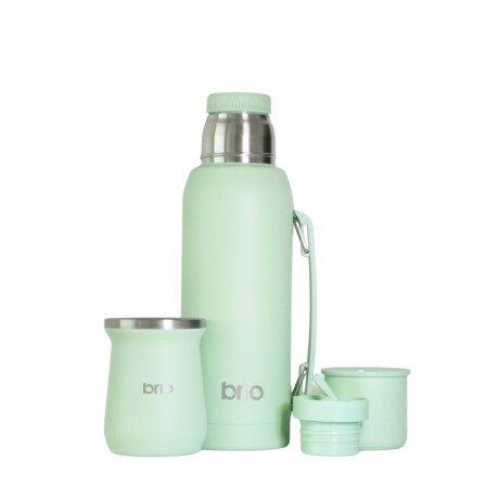 Set De Termo 1 Litro Y Mate Diseño Clásico brio Acero Inox Menta
