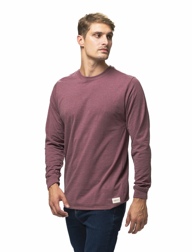 REMERA BASICA M/LARGA ALGODON Bordo Melange