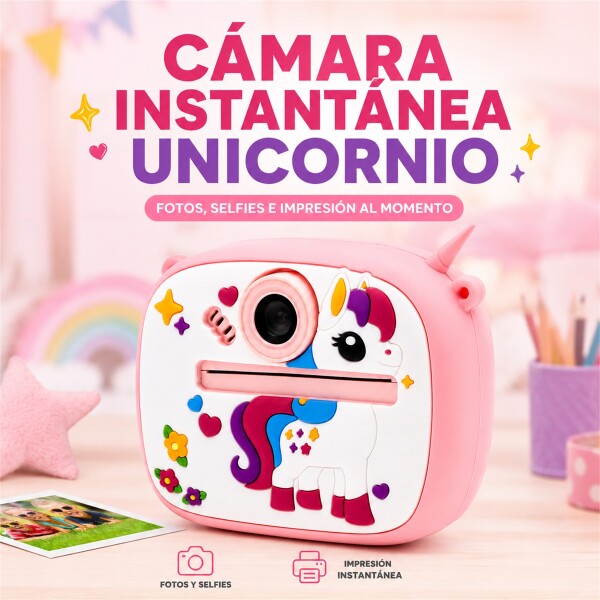 Cámara Infantil Instantánea Gatito con Doble Lente y Selfie ROSA