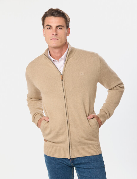 CAMPERA TEJIDA ALGODON Beige