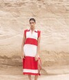 Vestido Stripe Crudo y Rojo
