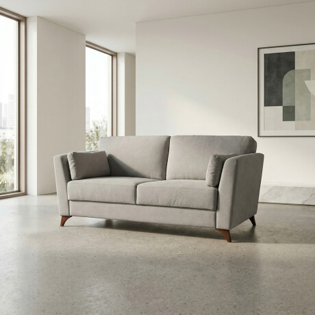 Sofá Capri - Tela Microfibra - 2 cuerpos Kruger 06-155 (Ceniza)