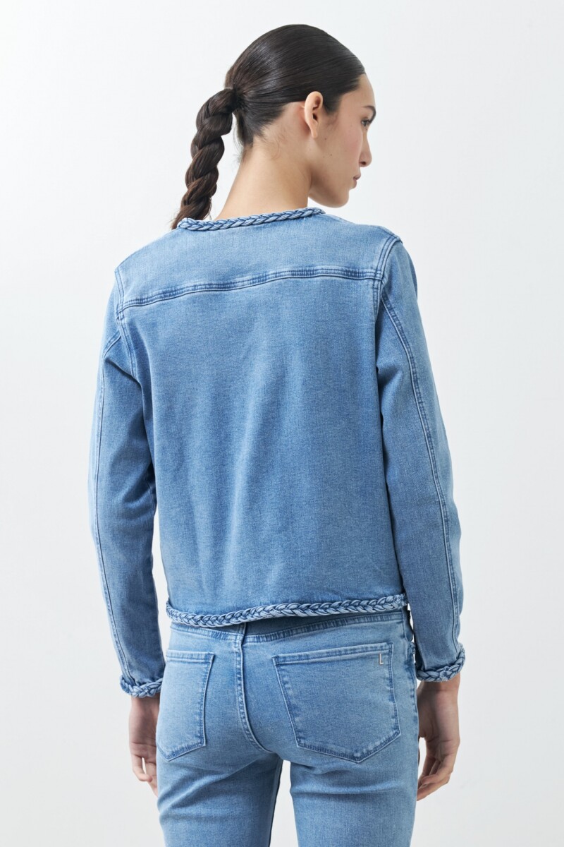 Chaqueta de jean con detalle trenzado jean medio