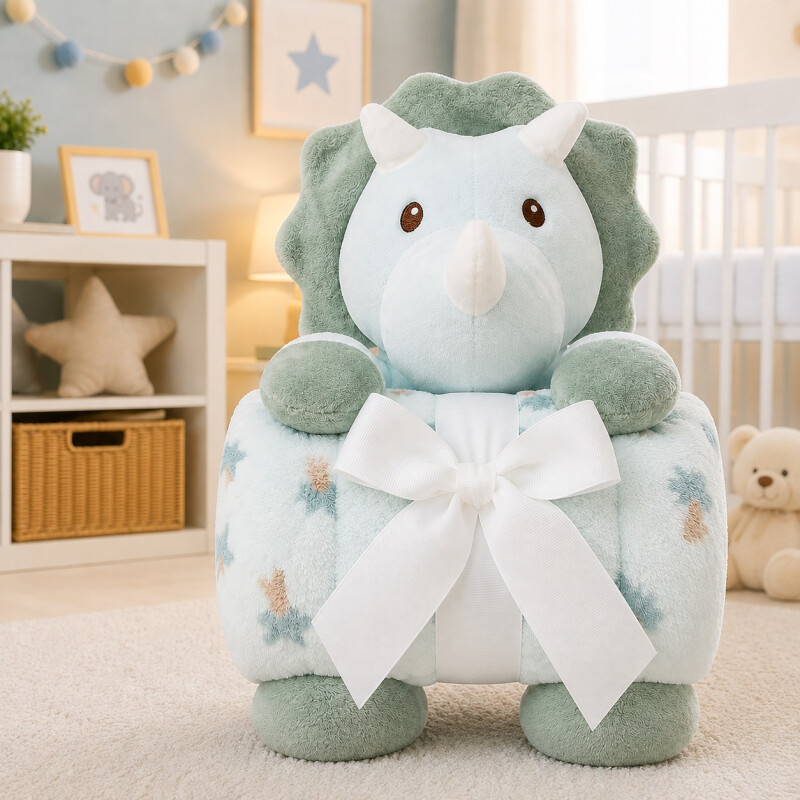 Set Manta con Peluche Rino Verde