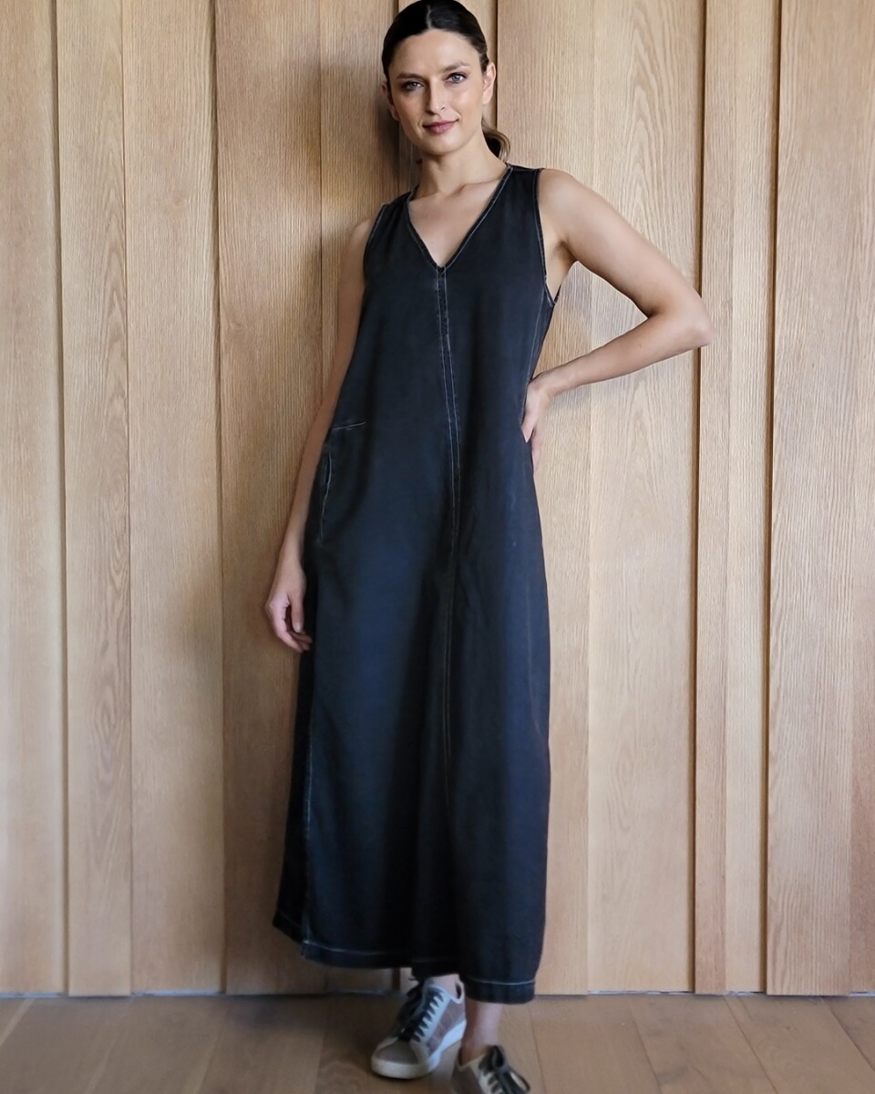 Vestido Formentera - Denim Negro Picado 
