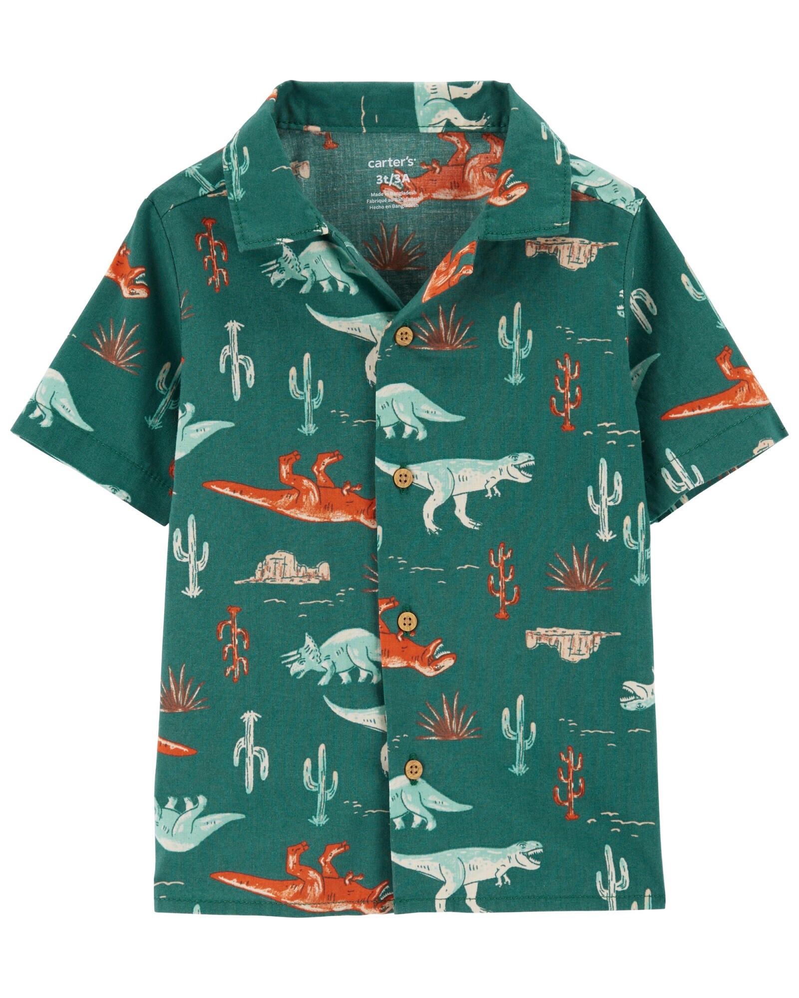 Camisa de algodón, manga corta diseño dinos Sin color