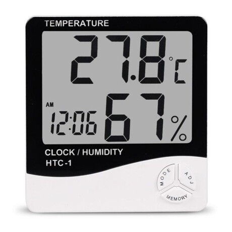 Reloj Digital Con Control Temperatura,humedad, Alarma Pilas Blanco