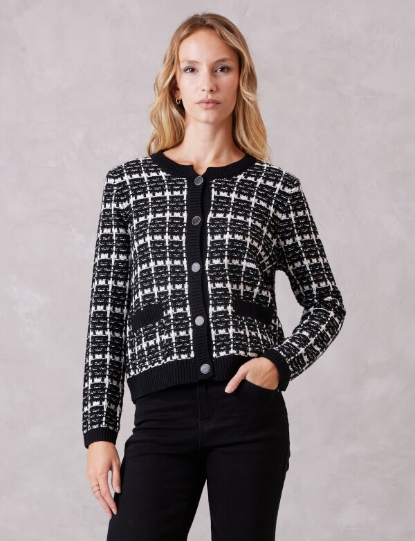 Cardigan Houndstooth NEGRO/BLANCO