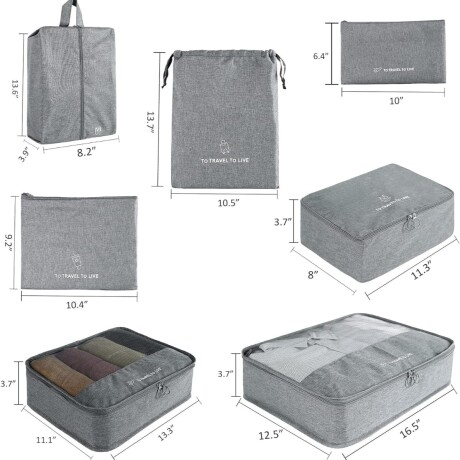 Organizadores para valija Set x7 TO TRAVEL TO LIVE Gris