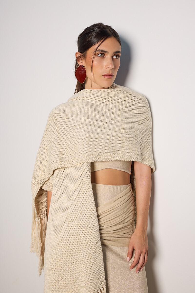 Ruana Matiz Beige/Dorado