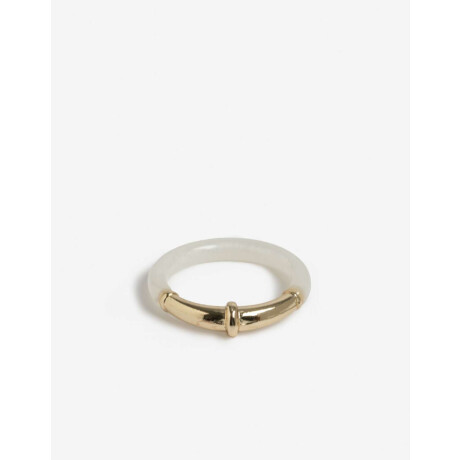 Anillo Metal Y Acrílico Dorado