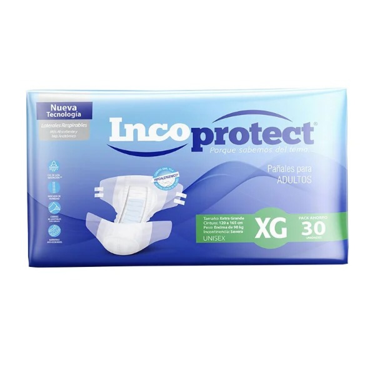 PAÑAL INCOMPROTECT XG 30U 90KG O MAS 