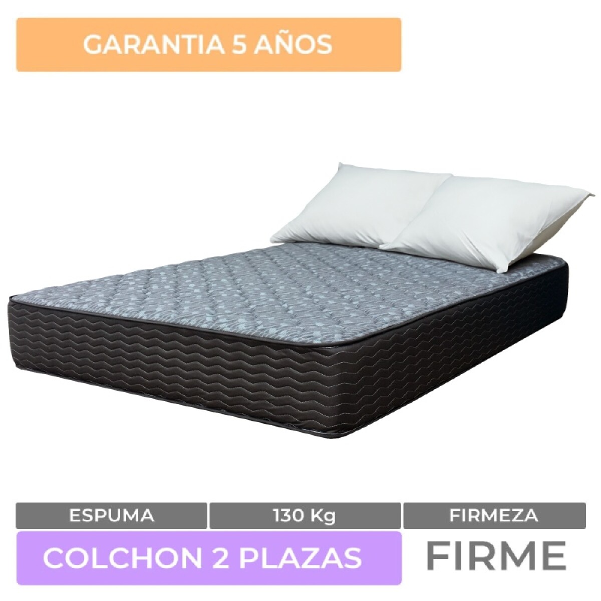 Colchón Zafiro 2 Plazas Espuma Alta Densidad Reversible 140 x 190 x 26 cm 130 Kg 