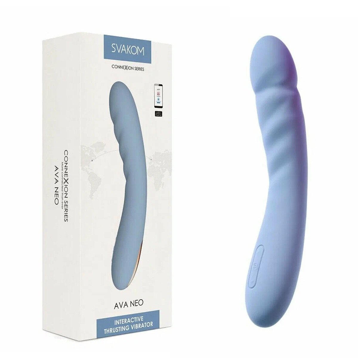 Vibrador de Empuje con Aplicación y Carga USB Ava Neo - Azul 