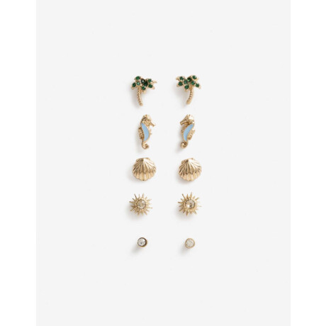 Set De Aros Pasantes Playeros Dorado