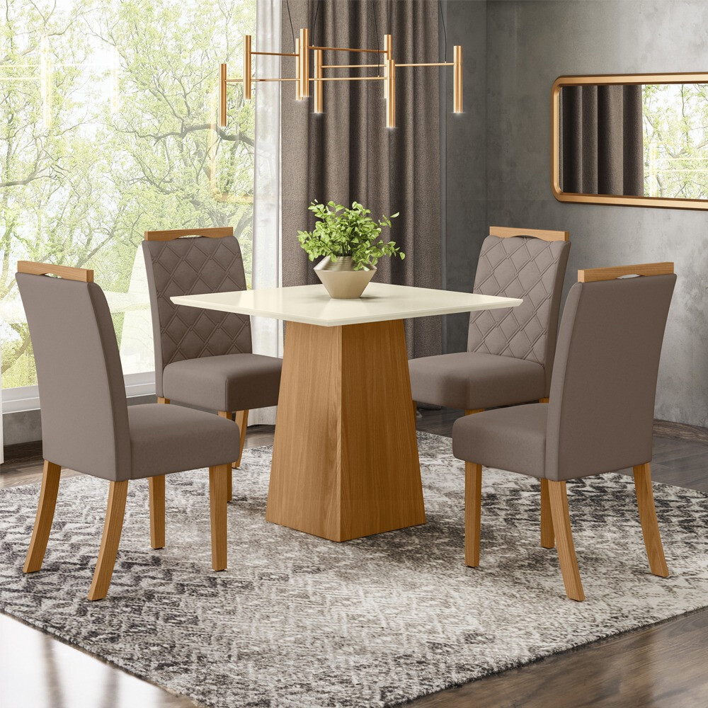 Juego de comedor mesa y 4 sillas tapizadas Juego de comedor mesa y 4 sillas tapizadas
