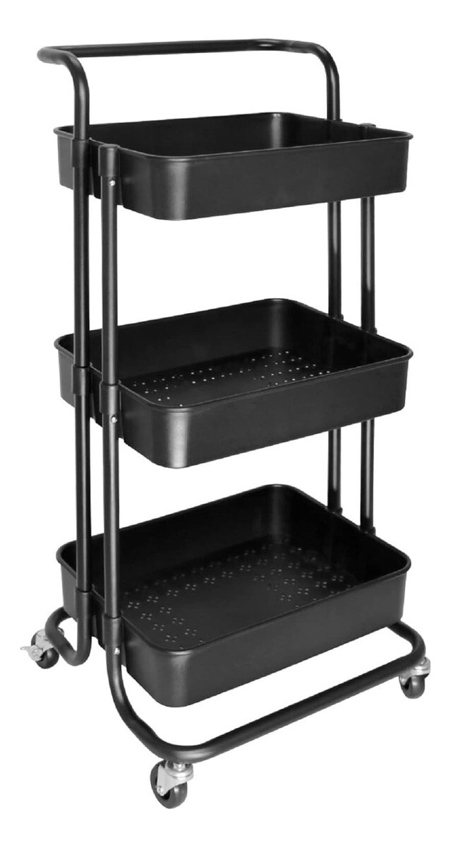 Organizador Estanteria Pvc 3 Niveles Baño Cocina - Negro 