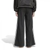 Pantalón Loose French Terry Wide Leg 3 bandas de Mujer Negro