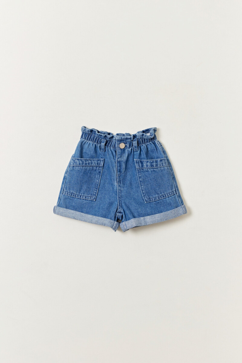 Short jean paper bag Azul Medio