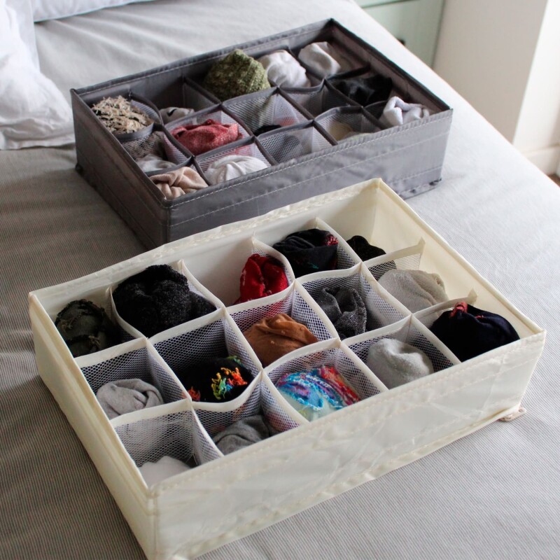 Caja de almacenamiento de tela plegable con divisiones Caja de almacenamiento de tela plegable con divisiones