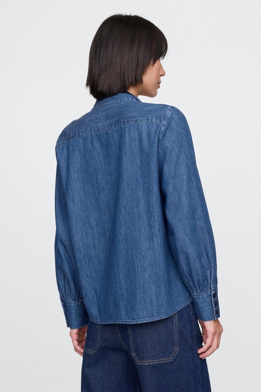 Camisa De Jean Con Moña Mujer Light Indigo 2