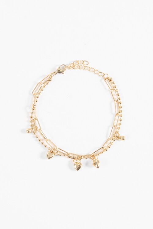 Pulsera doble dije cora dorado