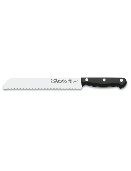 CUCHILLO PAN 20CM ACERO INOX MANGO NEGRO UNIBLOCK 3 CLAVELES CUCHILLO PAN 20CM ACERO INOX MANGO NEGRO UNIBLOCK 3 CLAVELES