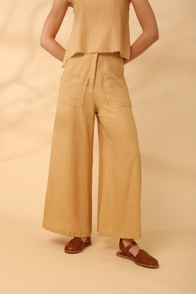 PANTALON WIDE DESFLECADO - Beige 