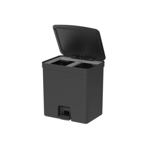 Papelera doble compartimento con pedal 20L Negro